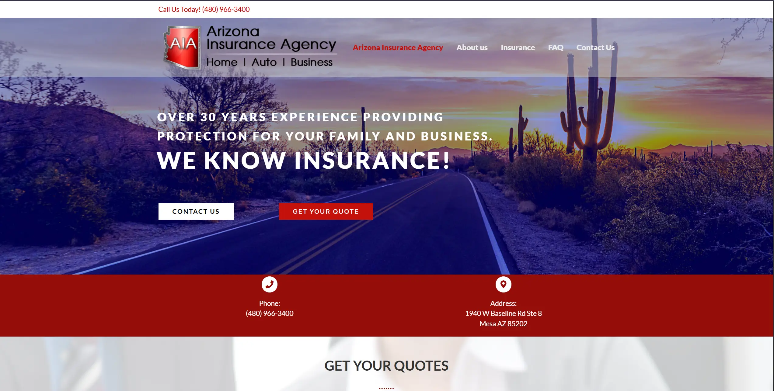 Arizona Insurance Agency website