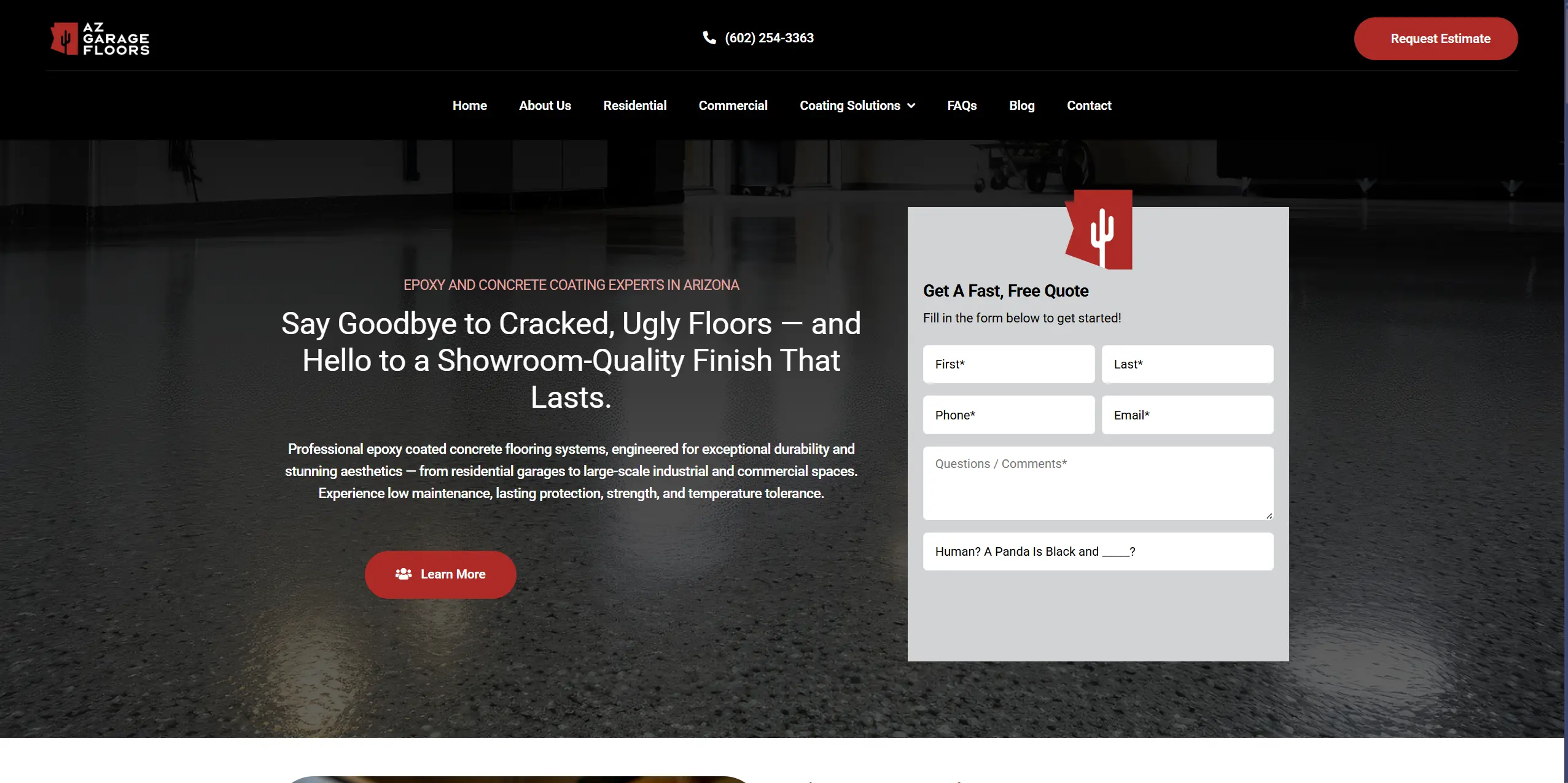 AZ Garage Floors website